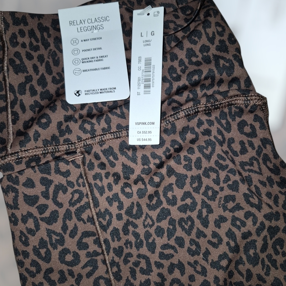 Victorias Secret PINK Relay Leopard Print Sports Bra and Leggings Set Size Large - Picture 4 of 6